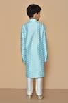 Shop_Arihant Rai Sinha_Blue Silk Embroidery Floret Print Kurta And Churidar Set _at_Aza_Fashions