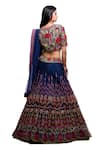Shop Archana Kochhar Blue Silk, Net Sequins, Embroidery, Cut Work V-neck Raw Floral Lehenga Set at Aza Fashions Shop_Archana Kochhar_Blue Silk, Net Sequins, Embroidery, Cut Work V-neck Raw Floral Lehenga Set _at_Aza_Fashions