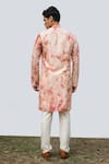 Shop_KAKA CALCUTTA_Pink Kurta- Bamberg Silk And Embellishment Tie & Mirror Work Set _at_Aza_Fashions