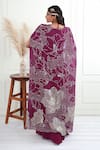 Shop_Ek Soot_Purple Georgette Print And Embroidery Floral Cape & Draped Skirt Set  _at_Aza_Fashions