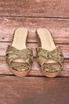 Shop_Samyukta Singhania_Gold Scales Pattern Wedges_at_Aza_Fashions