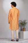 Shop_Eleven Brothers_Yellow Kurta Mulberry Silk Print Amber And Pant Set _at_Aza_Fashions