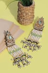 Buy_Auraa Trends_Green Stones, Pearls Kundan Embellished Dangler Earrings _at_Aza_Fashions