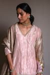 Shop_Shorshe Clothing_Pink Hand Embroidered And Embellished Gota Work Handwoven Dupatta _at_Aza_Fashions