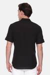 Shop_Mayank Modi - Men_Black Malai Cotton Short Sleeve Shirt _at_Aza_Fashions