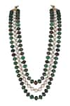 Shop_Riana Jewellery_Green Pearl And Beads & Layered Mala _at_Aza_Fashions