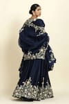 Shop_Oshi By Shikha_Blue Chanderi , Organza, Crepe Embroidery Round Floral Sharara Set _at_Aza_Fashions