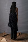 Shop_AK-OK_Black Cotton Embroidery Sequin One Shoulder Tunic And Skirt Set  _at_Aza_Fashions