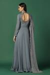 Shop_Two Sisters By Gyans_Grey Georgette Embroidery, Sequins Round Floral Bodice Anarkali With Dupatta _at_Aza_Fashions