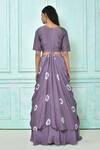 Shop_Samyukta Singhania_Purple Lehenga Chinon Chiffon, Top Russian Embroidered Asymmetric Blouse With_at_Aza_Fashions