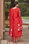 Shop_Vaayu_Red Muslin Cotton Applique Floral Round Kurta Set  _at_Aza_Fashions