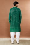 Shop_Aham-Vayam_Green Cotton Sequins Mughal Embroidered Kurta And Patiala Set _at_Aza_Fashions