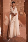 Shop_Ridhi Mehra_Ivory Jumpsuit  Jacket  Drape  Aina And Set  _at_Aza_Fashions