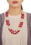 Shop_Just Shradhas_Red And White Stone Pearl Necklace _at_Aza_Fashions