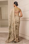 Shop_Tarun Tahiliani_Gold Crepe Printed Floral Pattern Round Saree With Corset _at_Aza_Fashions