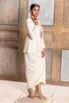 Shop_Monk & Mei_Cream Chikankari Uff Peplum Jacket For Women_at_Aza_Fashions