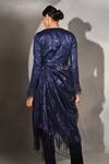 Shop_Jyoti Sachdev Iyer_Blue Top  Tulle Embroidered Sequins V Neck Draped And Trousers Set _at_Aza_Fashions