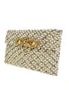 Buy_Kokommo_Silver Embellished Avril Clasp Clutch _at_Aza_Fashions