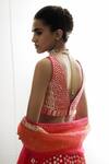 Shop_Surbhi Gupta_Pink Cotton Satin, Georgette, Organza Kara Sphere And Polka Dot Print Lehenga Set _at_Aza_Fashions
