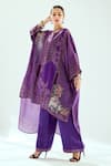 Shop_Rajdeep Ranawat_Purple Satin Printed Geometric Paloma Hem Pant  _at_Aza_Fashions