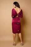 Shop_Ahi Clothing_Magenta Imported Velvet Plain Broad V Neck Wrap Dress _at_Aza_Fashions