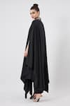 Shop_Aakaar_Black Silk Crepe Embellished Crystal V Neck Neckline Kaftan And Pant Set _at_Aza_Fashions