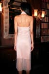 Shop_Kangana Trehan_Peach Net Crystals Halter Neck Swarovski Embellished Sleeveless Dress _at_Aza_Fashions