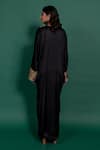 Shop_Varun Bahl_Black Armani Satin And Modal Muslin Hand Embroidered Patchwork Kaftan  _at_Aza_Fashions