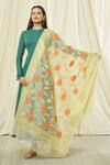 Shop Naintara Bajaj Green Cotton Embroidery Floral Pattern Dupatta at Aza Fashions Shop_Naintara Bajaj_Green Cotton Embroidery Floral Pattern Dupatta _at_Aza_Fashions