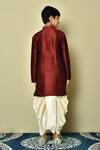 Shop_Arihant Rai Sinha_Maroon Dupion Art Silk Plain Straight Kurta Dhoti Pant Set _at_Aza_Fashions