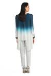 Shop_Rohit Gandhi + Rahul Khanna_Blue Georgette Embellished Round Zenith Ombre Top _at_Aza_Fashions