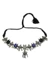 Buy_Arnimaa_Silver Plated Stones And Pearls Floral Pattern Choker Necklace _at_Aza_Fashions