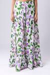Shop_Tangerine Tiger_Purple Cotton Linen Floral Print Tiered Skirt_at_Aza_Fashions