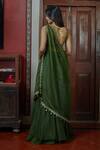 Shop_Arpita Mehta_Green Georgette Mirrors V-neck One Shoulder Drape And Sharara Set_at_Aza_Fashions