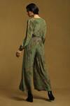 Shop_Ritu Kumar_Green Rayon Crepe Paisley V Neck Jumpsuit _at_Aza_Fashions