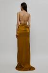 Shop_Deme By Gabriella_Yellow Satin Notched Crop Top And Skirt Set_at_Aza_Fashions