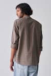 Shop_Three_Grey Handloom Cotton Checkered Handwoven Shirt _at_Aza_Fashions