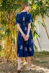 Shop_Missprint_Blue Cotton Printed Floral V Neck Dress For Women_at_Aza_Fashions