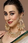 Shop_Dugran By Dugristyle_Red Kundan Embellished Passa Chandbali Earrings _at_Aza_Fashions