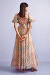Shop_Pankaj & Nidhi_Multi Color Organza Karen Ruffle Maxi Dress_at_Aza_Fashions
