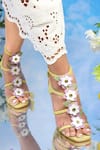 Shop_House of Prisca_Green Magnolia High Flower Pattern Pencil Heels _at_Aza_Fashions