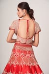 Shop_Tamaraa By Tahani_Red Net, Silk Taffeta Cutdana, Dela Embellished Kalidar Bridal Lehenga Set _at_Aza_Fashions