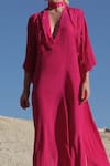 Shop_Twinkle Hanspal_Fuchsia Crepe High Neck Gazelle Kaftan_at_Aza_Fashions