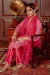 Shop_Lahario_Pink Kurta Pure Silk Embroidered Sequin Round Striped Pant Set _at_Aza_Fashions