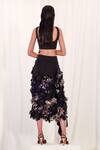 Shop_AK-OK_Black Silk Embroidery 3d Floral Skirt _at_Aza_Fashions
