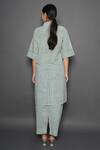 Shop_Kameez_Green Cotton Printed Stripe Collared Neck Tunic And Pant Set_at_Aza_Fashions