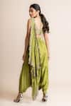 Shop_Nupur Kanoi_Green H Silk Hand Embroidery Pre-draped Dhoti Saree With Blouse  _at_Aza_Fashions