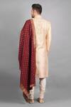 Shop_Soniya G_Beige Raw Silk Embroidery Chevron Sherwani Set _at_Aza_Fashions