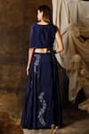 Shop_Eclat by Prerika Jalan_Blue Mysore Silk Embroidered Sequins Round Skirt With Draped Crop Top _at_Aza_Fashions