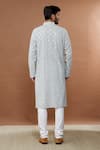 Shop_Aham-Vayam_Grey Cotton Mirrors Kaanchkaari Embroidered Kurta And Churidar Set _at_Aza_Fashions